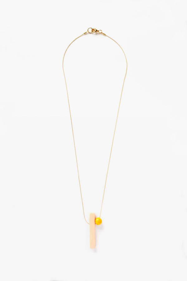 000007 1 BIKOTE yellow pink minimal modern geometric necklace clay yewelry handmade scaled