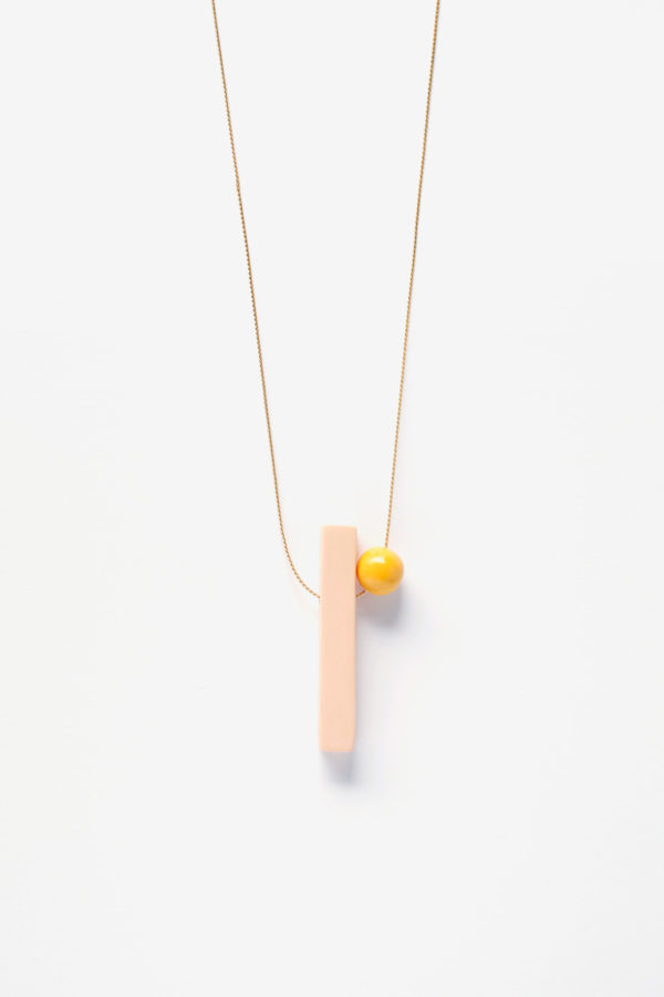 000007 2 BIKOTE yellow pink minimal modern geometric necklace clay yewelry handmade scaled