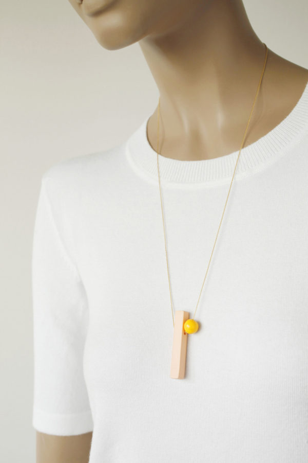 000007 5 BIKOTE yellow pink minimal modern geometric necklace clay yewelry handmade scaled